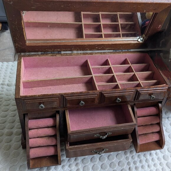 Wooden Jewelry Box w/ Music Box - Picture 1 of 6